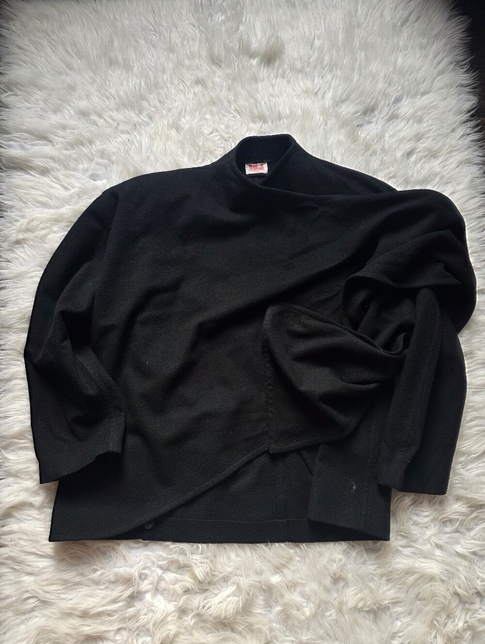 N.peal Cashmere Black Cape-Style Coatigan - Minimal Elegant Layer